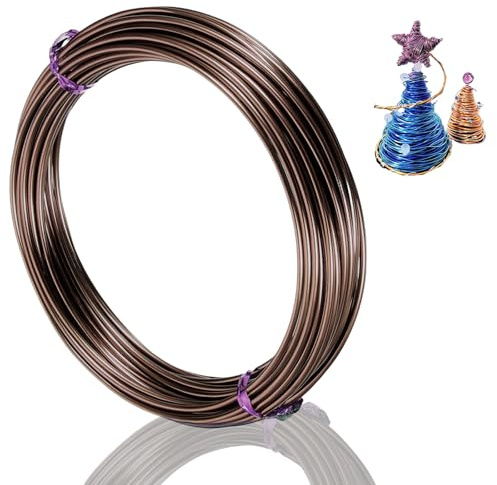 12 Gauge 2mm Brown Aluminum Craft Wire, 30m - Bendable, Flexible for Jewellery, Floristry & Modelling