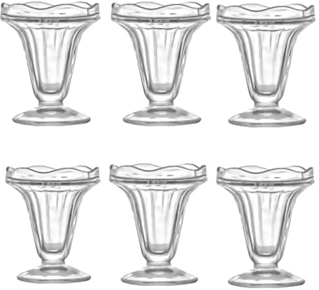 XNSHUN 6 Stück Eisbecher Aus Glas,180ml Dessertgläser Mit Fuß, Transparenter Eiscremegläser Aus Spitze, Eiskaffeebecher, Dessertschale, Cocktail Gläser, Eisschalen