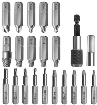 Schraubenentferner und Ausdreher | Schraubenausdreher für gebrochene Bolzen, Schraubenausdreher-Bit – 22 x Easy Out Bolzenausdreher-Set, Ausdreher-Kit für abisolierte Schrauben, Muttern und Bolzen