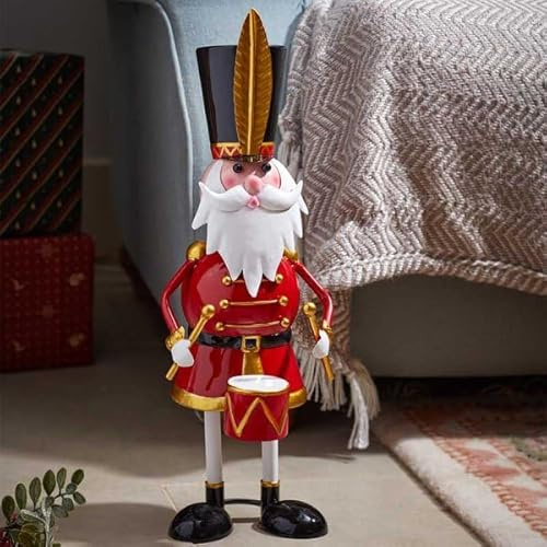 Marco Paul Large Santa Nutcracker Xmas Decorations - 44cm Hand-painted Metal Nutcracker Xmas Ornament - Outdoor Christmas Decorations For Home Decor, Indoor & Outdoor, Centrepiece