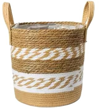AHIOJEGX Blumenübertopf Geflochten 3 Stück ausgefallener Weiden-Pflanzkorb, Blumentopf, Heimdekoration, Garten-Bambus, Seegras-Aufbewahrungskörbe, Spielzeughalter(Fancy 22CM)
