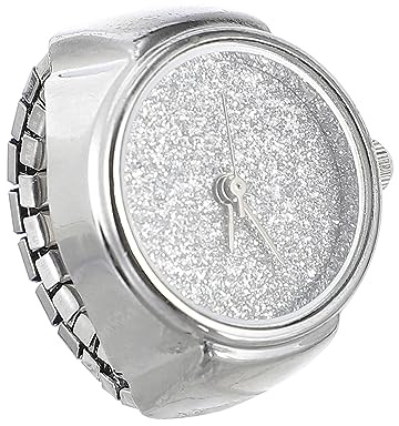 Holibanna Quarz Fingerringuhr Damen Herren Glitzer Ringuhr Metallgehäuse Analog Elegant Geschenk Sport Freizeit