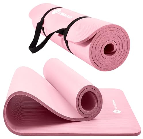 TASHIDROLMA Yoga Matte Dicker, NBR Yogamatte Rutschfest Mit Tragegurt, Für Gymnastikmatte, Fitnessmatte, Sportmatte, Trainingsmatte, Dicke 1cm (183x61cm)