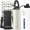 WATERSY Stainless Steel Vacuum Insulated Water Bottle 40oz, Drink Flask Metal Water Bottles 1200ml with 2 Lids Leakproof (Straw Lid and Spout Lid) Keep 24 Hours Cold Drinks for Sport, Work, Travel