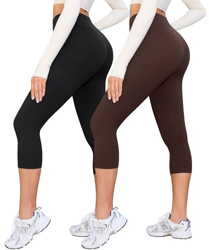 VALANDY Creamlush 3/4 Leggings Women High Waisted Capri Leggings Soft Stretch Cropped Yoga Pants for Gym Workout Running and Everyday Wear