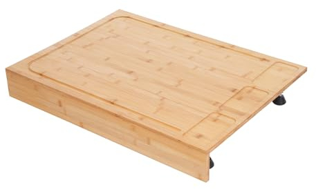 Cubierta de cocina de madera con 4 pies de apoyo extraíbles, cubierta de cocina, cubierta multifuncional, para la mayoría de cocinas de gas y eléctricas, 75 x 54 x 10 cm