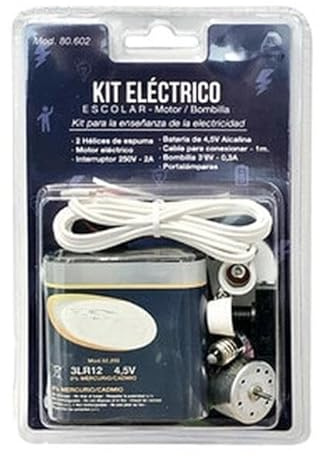 Kit eléctrico Escolar con Motor, Incluye componentes didácticos para Aprender sobre circuitos y experimentos prácticos.