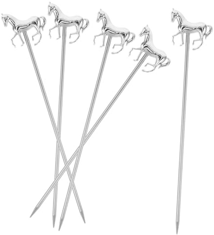 FUNNETOYU Palillos Elegantes Reutilizables Inoxidable de Cóctel de Acero Fáciles 5 Piezas de Limpiar para Frutas y Postres para Cocina y Eventos