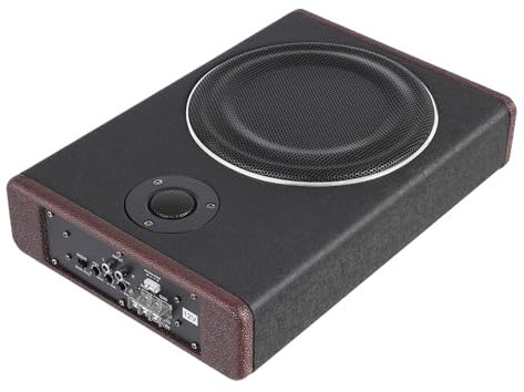 Zalydala Subwoofer de 200 W para coche con amplificador, potencia máxima de 600 W y altavoz de graves de 8 pulgadas, para un mejor sonido en el coche (36,5 x 26 cm, negro), incluye cable y soporte