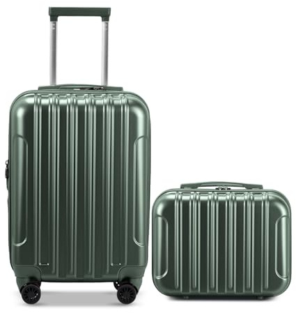 Bonnlo Set de 2 Valises Petite Taille 14in+20in,en ABS&PC, Valises de Voyage, Valise Soute, Valise Cabine, roulettes Pivotantes 360°，Ensemble de valises (Vert-émeraude)
