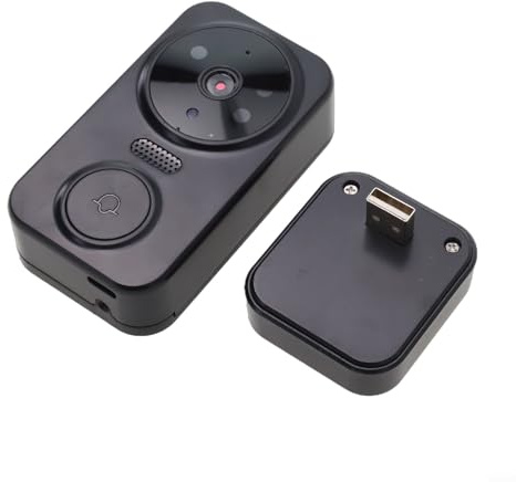 Sonnette vidéo sans fil avec interphone audio bidirectionnel et WiFi pour une gestion efficace de l'entrée à la maison (noir)