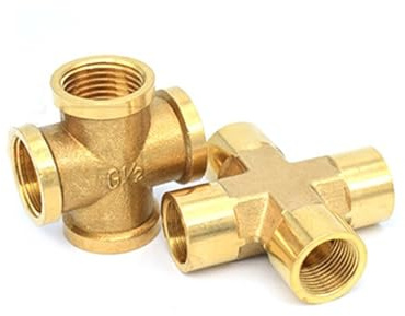 Brass Pipe Fitting 4 Way Connector Cross 1/4 3/8 1/2 Male Thread Copper Barbed Coupler Adapter(1/2)