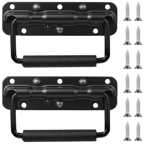 SANDUNKEJI 2 pièces Poignées de caisse à ressort, poignées pliantes, 140 mm Poignée à levier pour boîtes en matériel, poignée de valise, poignées pliantes et porte-outils pour caisses et boîtes à