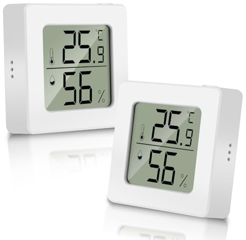 2 Pezzi Igrometro Termometro Digitale LCD, Igrometro Termometro Ambiente | Monitor di Temperatura e umidità con Livello di Comfort, Igrometro Interno per Serre, Casa e Ufficio