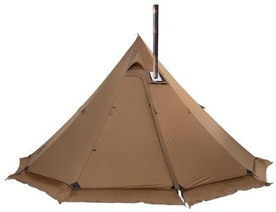 OneTigris NORTHGAZE 2.0 Tente tipi pour 2–4 personnes - Tente de camping extérieure avec ouverture pour poêle - Tente pour 4 saisons étanche 3000 mm - Tente pyramidale (Nylon)