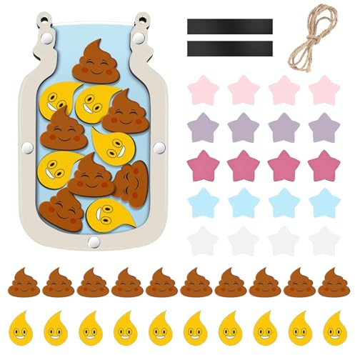 SIMDAO Belohnungsglas für Kinder, Töpfchentraining Belohnungsglas, Personalisiertes Belohnungsglas Kinder, Belohnungssystem Kinder Für Jungen Mädchen (Poo+Star)