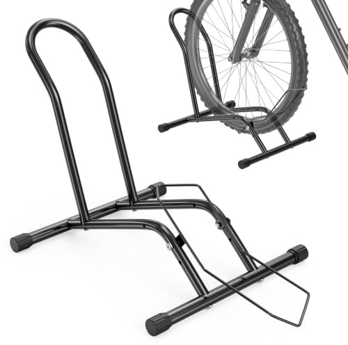 gaobaidu Fahrrad-Bodenständer, Höhenverstellbarer Fahrradständer, Platzsparende Fahrradhalterung für Mountainbike & Rennrad, Max. Radgröße 30 Zoll (ca. 76 cm), Für Innen & Außen (schwarz)