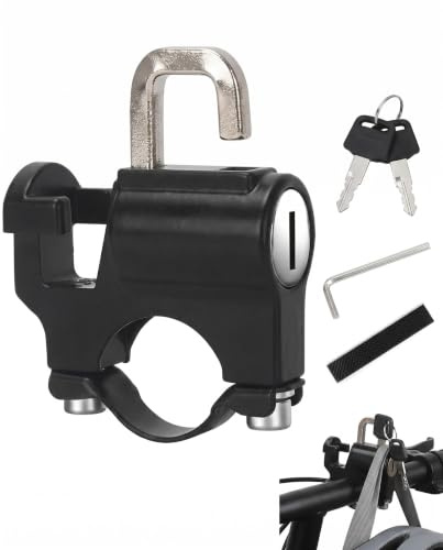 BTACGWP Antivol casque moto vélo, lot 1 pour guidon Ø22-28mm. Serrure crochet à clé intégrée, support antidérapant. Compatible scooter et trottinette, anti-capture, montage rapide sans outil