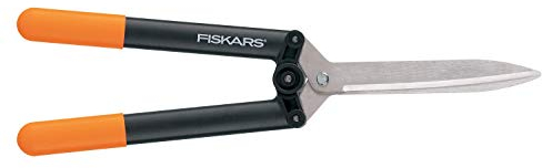 Fiskars Getriebe-Heckenschere HS52, Antihaftbeschichtet, Hochwertige Stahlklingen/Glasfaserverstärkter Kunststoff, Länge: 58,5 cm, Schwarz/Orange, Powerlever, 1001564
