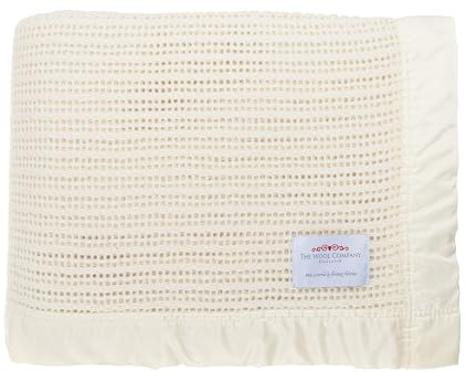 The Wool Company | Luxury Cellular Pure Wool Blanket | Super King Bed Size 280x305cm | Traditionally Crafted Warm & Breathable Throw Blanket with Soft Satin Binding | Bed Sofa Throw | Made in England