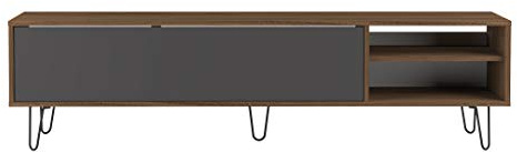 Temahome Elektra A4 Mobile TV, Holz veredelt, Edelstahl, nussholz, 43.5 x 165 x 40 cm