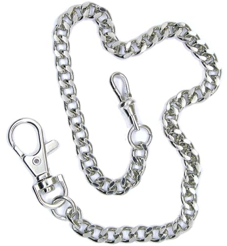 Pocket Watch Chain Albert Chain Silver Color Brass Curb Link Chain with Swivel Lobster Clasp and Swivel Albert Clasp FC03