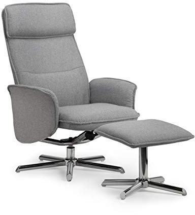 Julian Bowen Aria Relaxsessel mit Hocker, Leinen, Grau