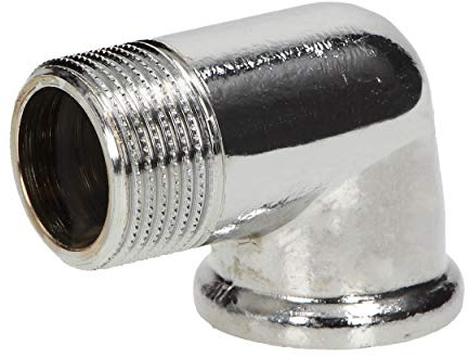 RIAT I 15/21 Codo latón cromado 90° I accesorio fontanería I conector I manga latón I BSP I rosca macho hembra I MF I 1/2