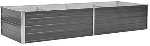 yorten hög bädd galvaniserat stål trädgård planteringskärl metall planteringsbädd hög bädd grå 240 x 80 x 45 cm (L x B x H) öppen botten