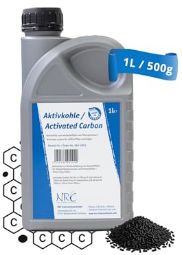 NRC Premium Aktivkohle 1L / 500g – Nachfüllung für Atemluft- & Nitrox-Filter Feine Körnung 1–2mm Staubarm & Hochrein Filterpellets für Kompressoren, Tauchen & Industrie