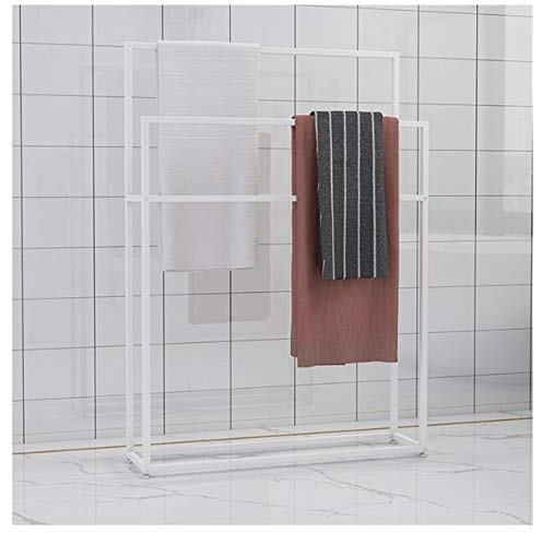 WING Handtuchhalter freistehend Handtuchständer Metall Bad Handtuchstangen, treppenförmiger Handtuchständer, Rostfrei, 110 cm Höhe,Weiß,85×20×110cm(L×W×H)