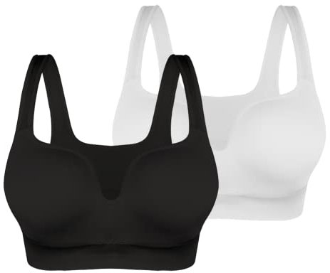 URPLITY Women Seamless Sports Bra Padded Plus Size Sleep Bras for Girls in Yoga Bralette Push Up Support Comfort Camisole Gym Bra