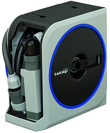 Takagi Mini-Box Schlauchtrommel | extra leicht | 4 Strahlarten | 100% Dicht & Tropfsicher | 10m