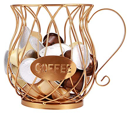TIEMORE Cesto per capsule da caffè,Organizzatore di cialde da caffè, cestino portaoggetti per capsule da caffè,porta capsule di caffè design originale nero,accessori da caffè perfetti grande capacità