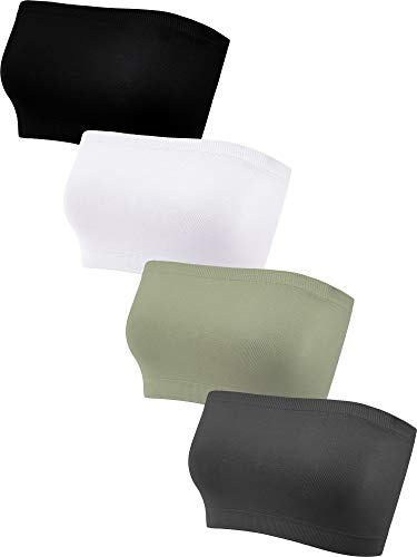 Geyoga 4 delar strapless bandeau-bh, sömlösa bralettes, stretchig utan vaddering bandeau tube-top bh för kvinnor., XXL