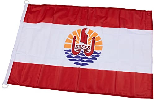 AZ FLAG Pavillon Polynésie française 90x60 cm Anneaux Plastique | Usage extérieur et nautique Pavillon nautique résistant aux intempéries avec coutures doubles et bords renforcés