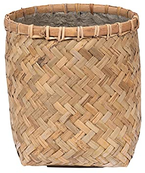 Finestgreen Bohemian Zayn - Handgefertigter gewebter Bambus Pflanzkorb mit Zement verarbeitet | Geeignet für Innen- und Außenbereich, Frostfest, UV-beständig, Wetterfest Ø:32 H:33 cm | Pottery Pots