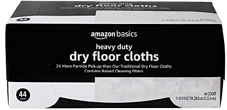 Amazon Basics Heavy Duty Dry Sweeping Cloths, Floor Cleaning, Multi-Surface, Disposable, Trap Dust, Dirt & Pet Hair, Fits Swiffer Sweeper Mop Heads, 44 Count