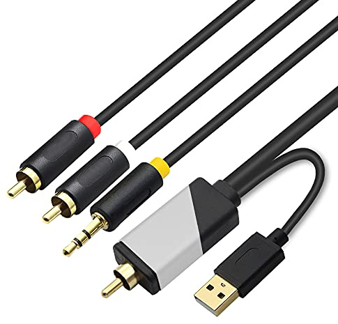 GINTOOYUN USB Koaxial Digital Analog Audio Kabel, AUX SPDIF Digital Koaxial auf 3,5 mm + 2 RCA Jack Converter Digital Audio Kabel für TV, PS4, Blu-Ray Player, Multimedia Lautsprecher