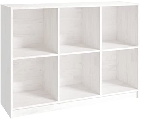 vidaXL Massivholz Kiefer Bücherregal Standregal Aktenregal Wandregal Regal Mehrzweckregal Bücherschrank Raumteiler Weiß 104x33x76cm
