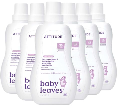 ATTITUDE Baby Laundry Detergent, EWG Verified, Plant and Mineral-Based Formula, HE Compatible, Vegan Household Products, Sweet Lullaby, 35 Loads, 35.5 Fl Oz (Pack of 6)