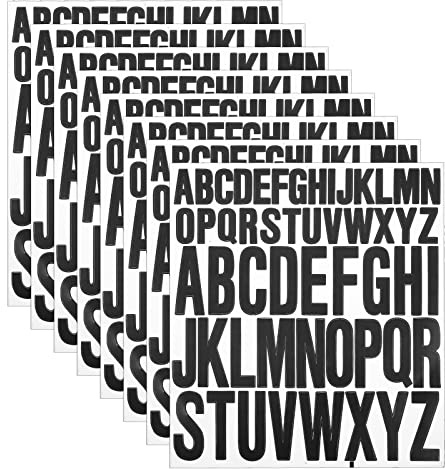 AIEX 8 ark Bokstavsdekaler, 2,5cm 5cm Självhäftande Bokstäver Stick On Letters Scrapbook-Bokstäver Vinyl Alphabet Stickers Waterproof för Hantverk, Brevlådor (Svart)