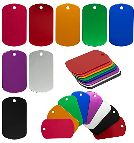Aluminiumgravur Rohlinge Aluminium Rechteck Blank Tags Stanzen Rohlinge Gravur Rohlinge Hundemarke 24 Pack (zufällige Farbe)