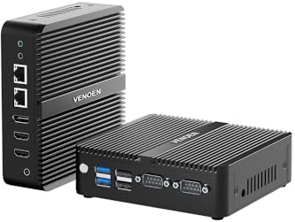 Windows 11 minidator 12:e gen Celeron J6412, 8GB DDR4 RAM 128 GB SSD, dual HD-MI, DP, tre skärmar, 2 x DB9 COM, USB3.0, Gigabit Ethernet, dual Band WiFi, BT, fanless liten dator, automatisk