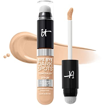 IT Cosmetics, Bye Bye Dark Spots Concealer-Serum, mittlere Abdeckung, anpassbar, angereichert mit Niacinamid, Hyaluronsäure & Koffein, 6,7 ml, Farbton Light Cool 20