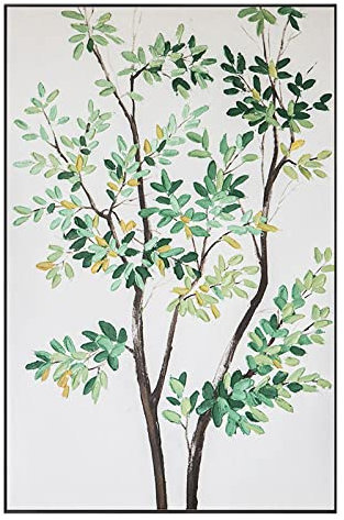 Acrylbilder Auf Leinwand Handgemalt, Green Texture Moringa Tree Tropical Plant Nordic Modern Abstract Artwork Frameless Original Hand Painted Oil Paintings On Canvas Wall Art For Living Room Bedroo