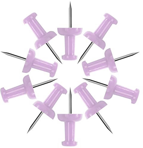 VAPKER Puntine da 120 puntine da pollice viola chiaro tinta unita di dimensioni maggiori con testa in plastica con punta in acciaio per bacheca