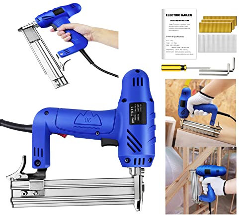 Carpentry Nail Gun 25 X 21.5x5 cm Accept F Nail 15-32MM, K Nail 10-25MM, Easy to Use Heavy Duty Electric Stapler Nailer Tacker for Repairing, Installing, Decorating