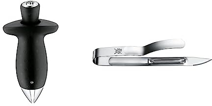 WMF Top Tools Erdbeestrunkentferner 9,5 cm, Edelstahl, Tomatenstrunkentferner & Gourmet Spargelschäler 17 cm, Gemüseschäler, Cromargan Edelstahl, Sparschäler, spülmaschinengeeignet