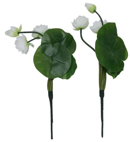 Abaodam 2stücke Künstliche Lotusblumen Aus Seidenähnlichem Material Weiße Dekorative Seerosen-Ornamente Für Wohnraum Büro Geschäft Und Feier Formbeständig Natürliche Optik